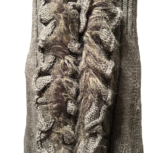 Dressbarn Gray Cable Knit Duster with Faux Fur Size Medium - Picture 2 of 7